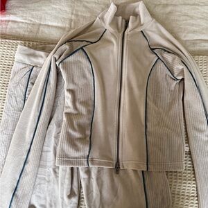 Urban Outfitters Tan Tracksuit with Blue Accents